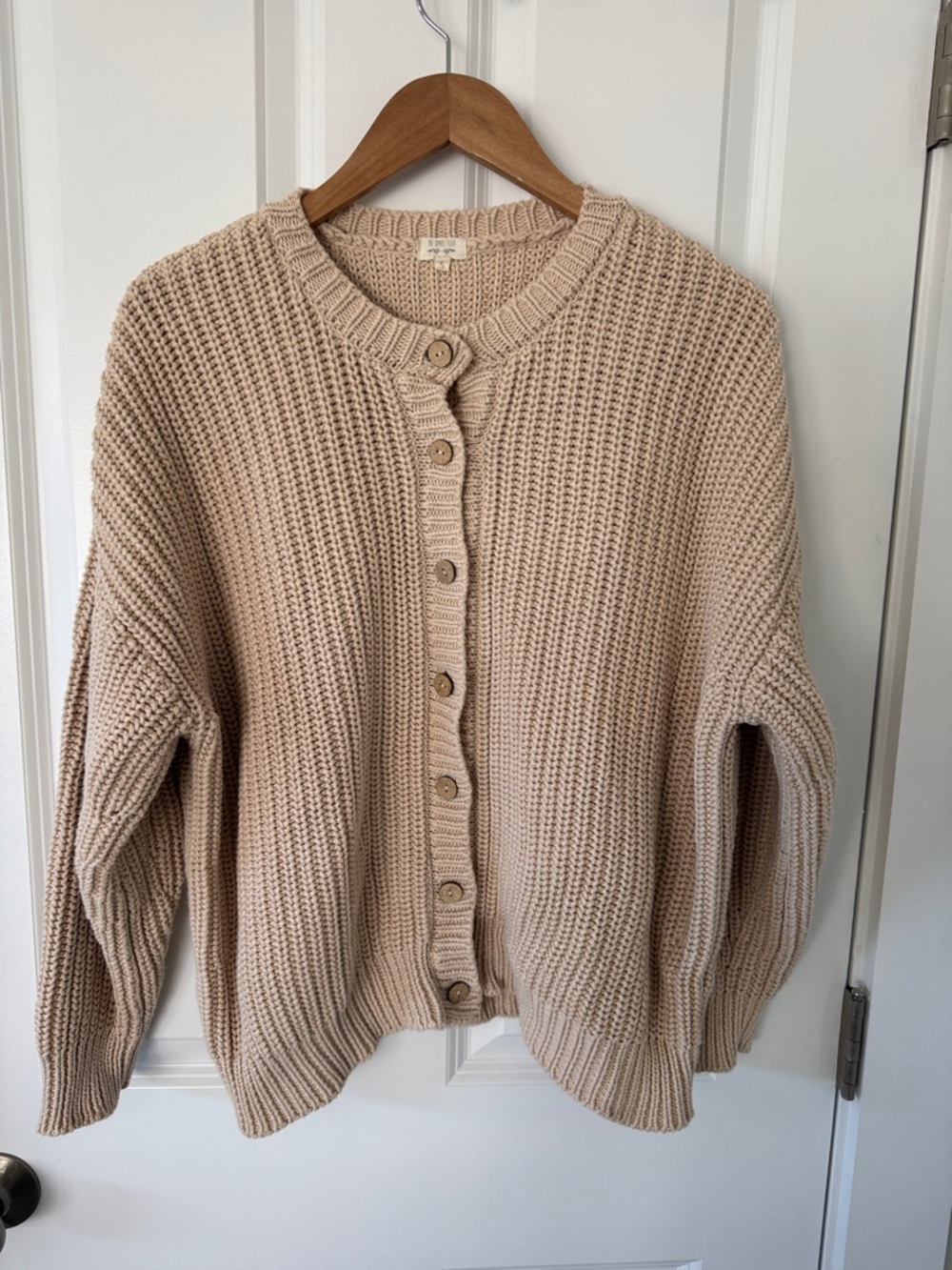 The Simple Folk Beige Chunky Knit Button-Front Women's Cardigan